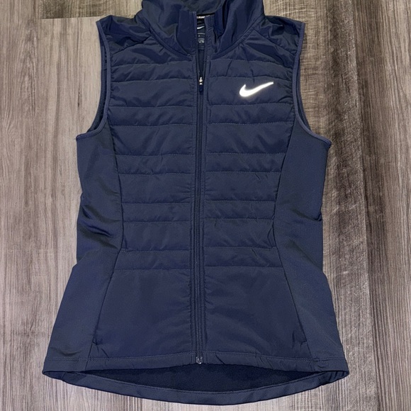 Nike Jackets & Blazers - Nike Essential Running Vest Navy Blue Full Zip Puffer small Women's reflective